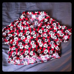 MICKEY MOUSE BUTTON UP CROP TOP